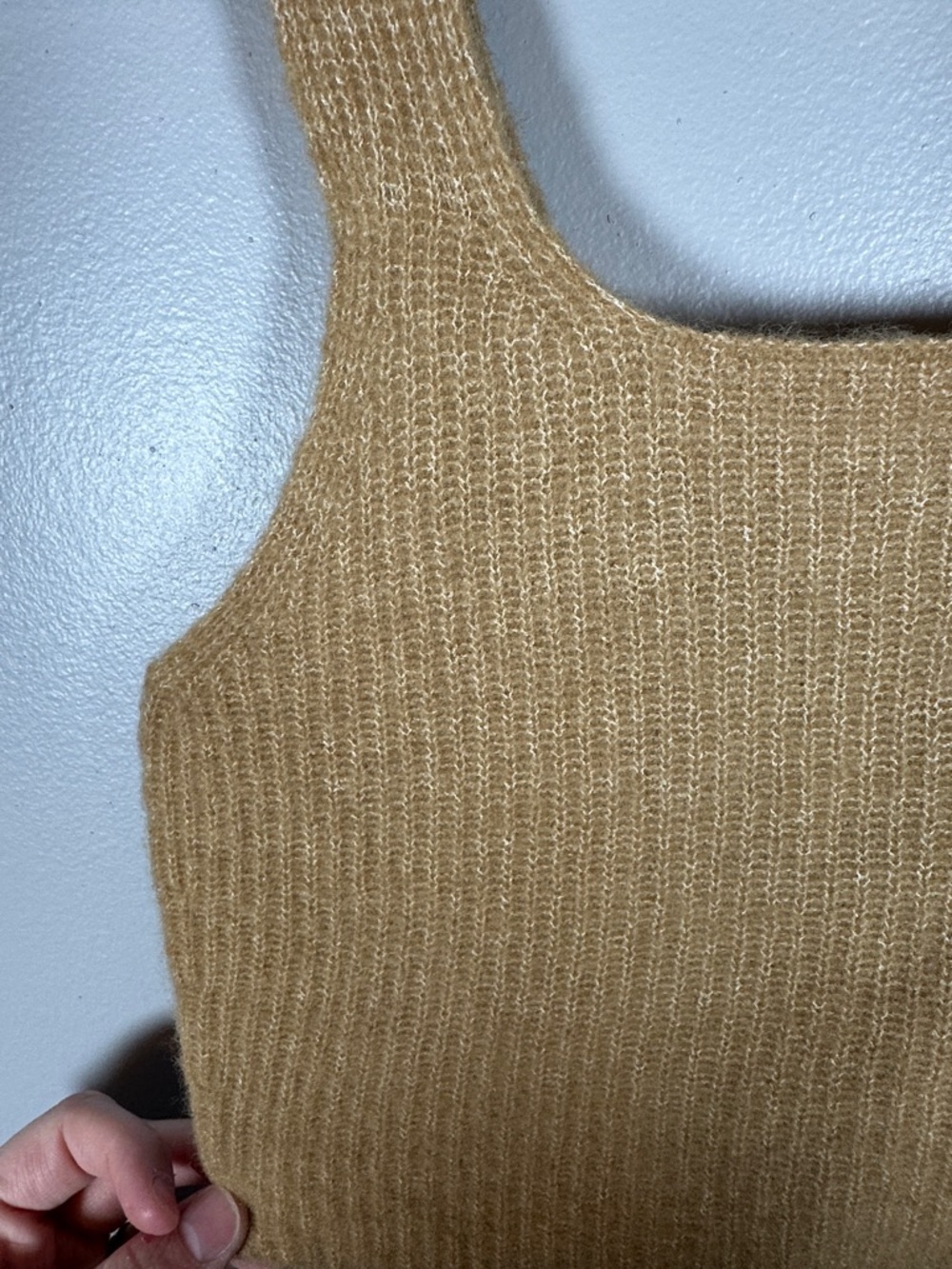 Everlane The Cozy Stretch Cropped Tank Wool Blend Camel Small NWT - Picture 7 of 9